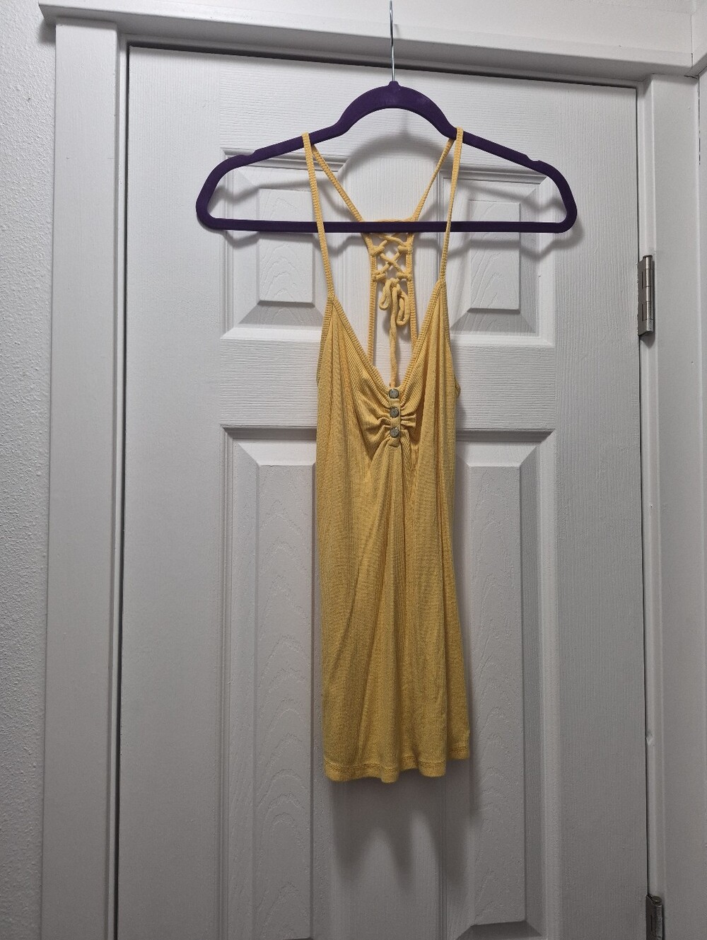 Yellow Lace-Back Women's Tank Top - Unbranded